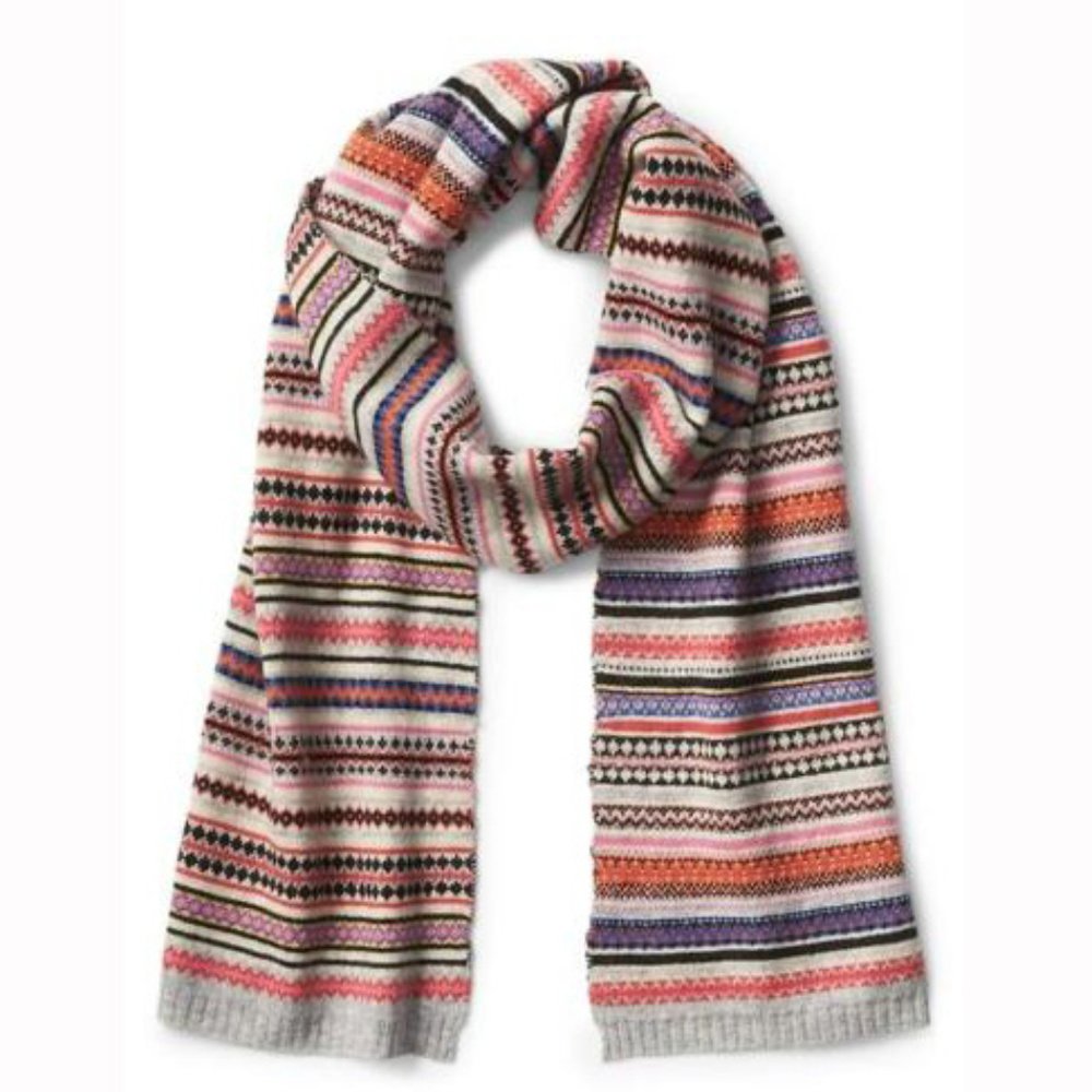 Gap Crazy Stripe NWT Fair Isle Merino Wool Blend Scarf